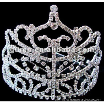 Corona de tiara de gran diamante de imitación (GWST12-509)